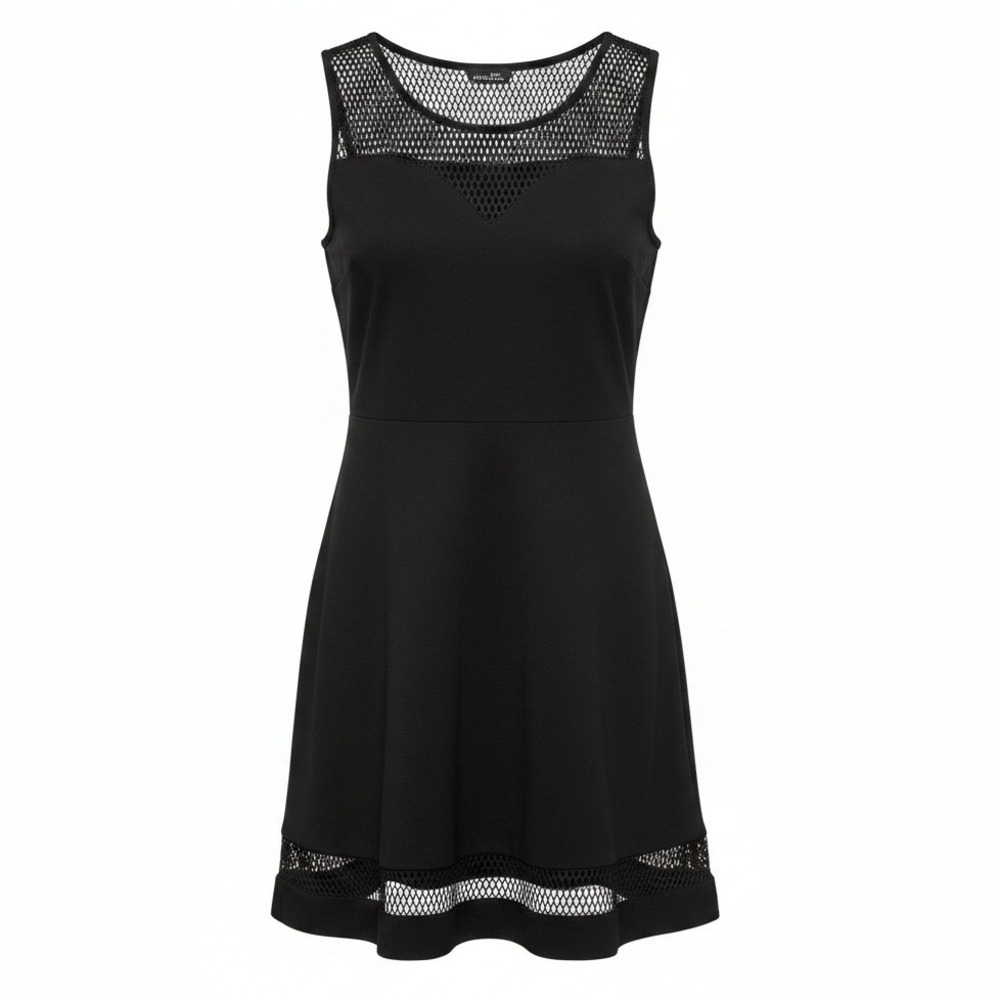 Rue 21 Black Mesh Detail Sweetheart Neckline Sleeveless Mini Dress Medium-Large